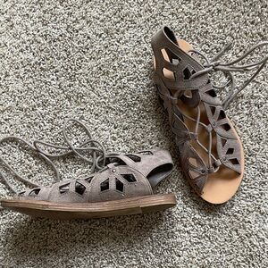 Lace-Up Cutout Women's Sandals in Taupe
